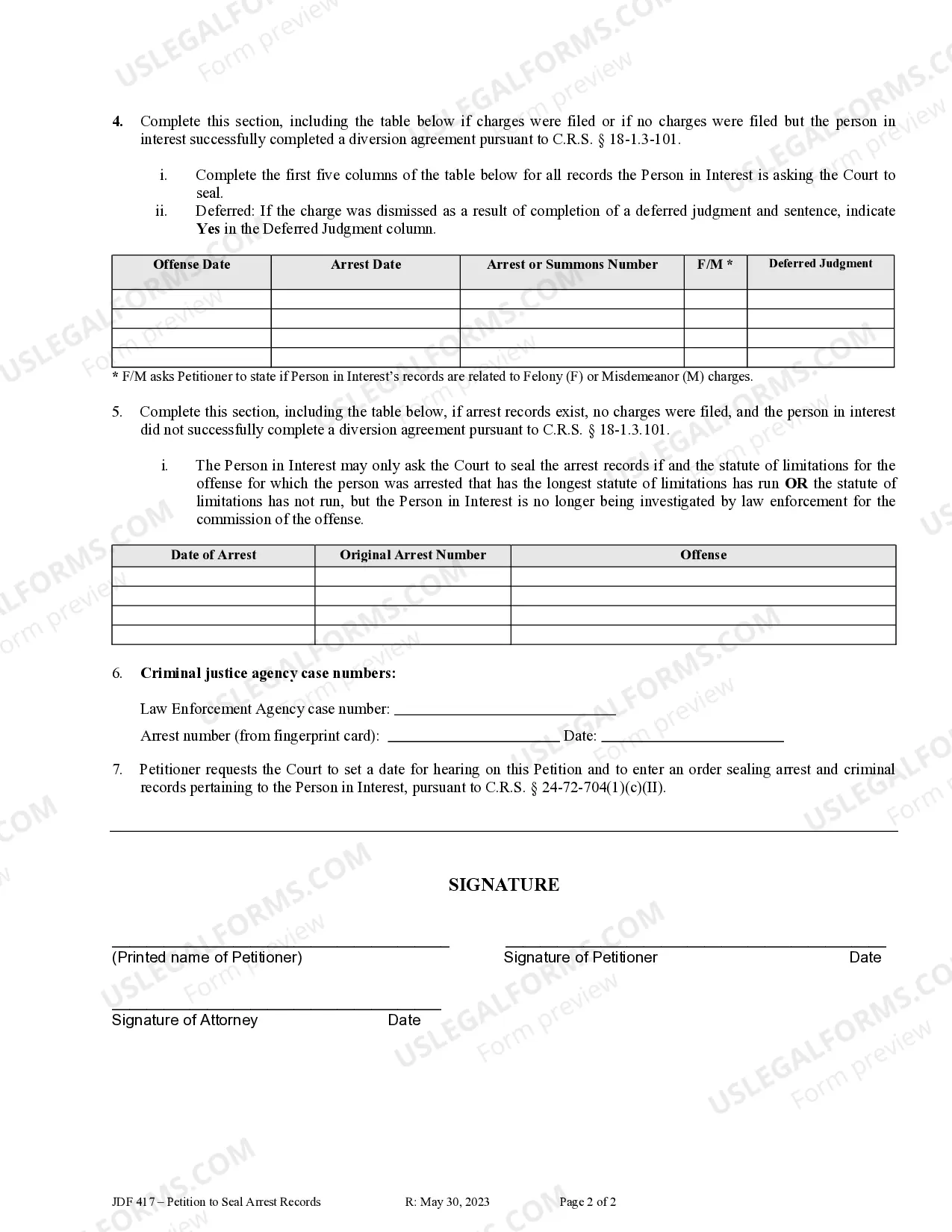 Preview Petition to Seal Arrest and Criminal Records