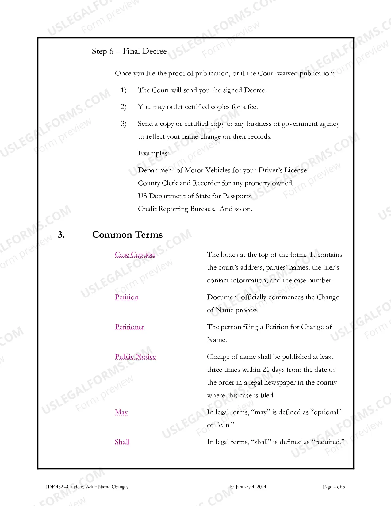Preview Guide to Adult Name Changes