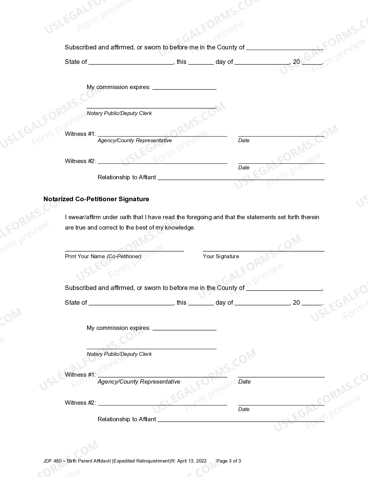 Preview Birth Parent Affidavit for Expedited Relinquishment - Release of Parental Rights