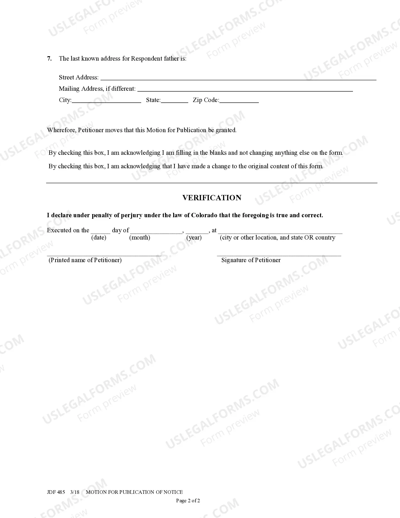 Preview Motion for Publication of Notice