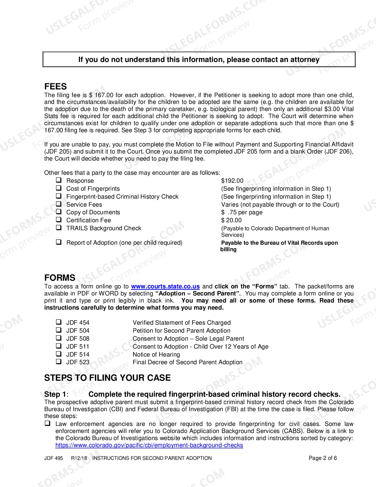 Preview Instructions for Second Parent Adoption - Without a Civil Union