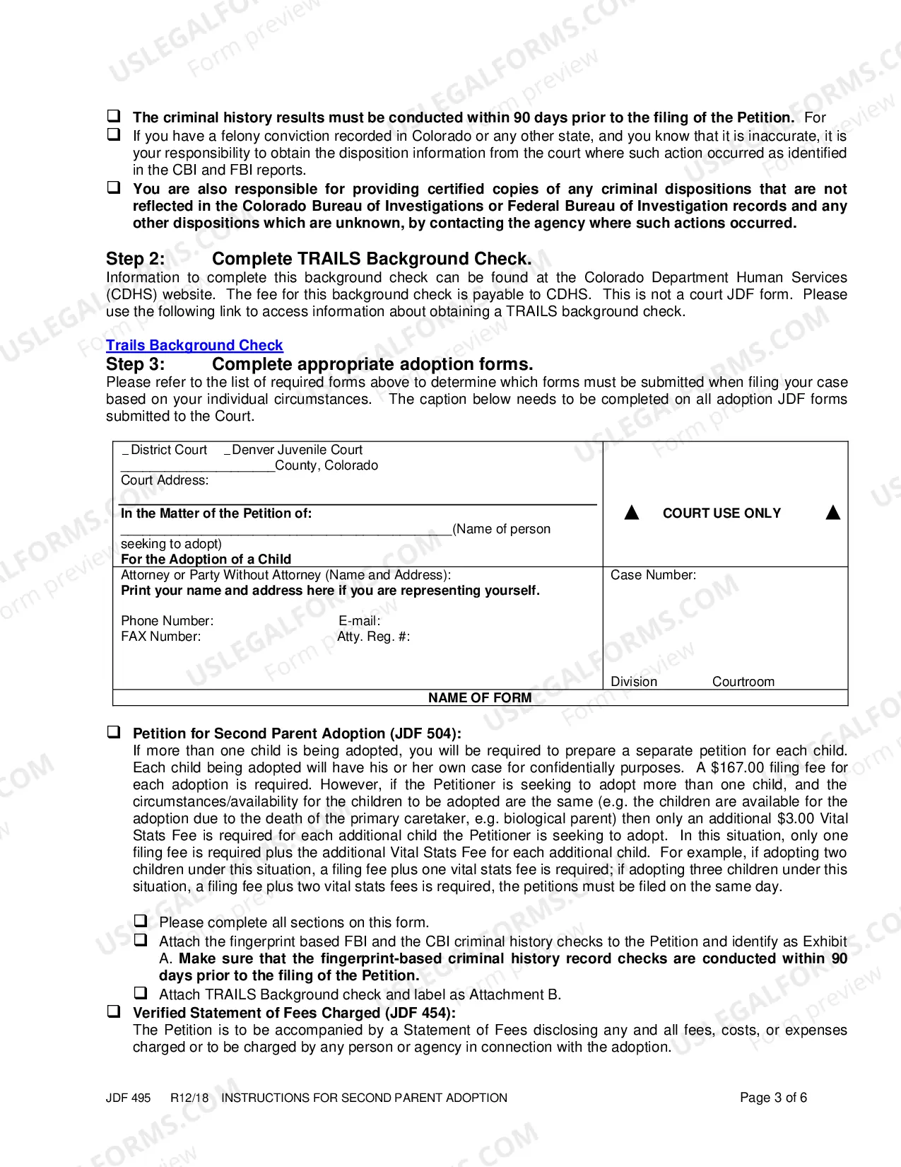 Preview Instructions for Second Parent Adoption - Without a Civil Union