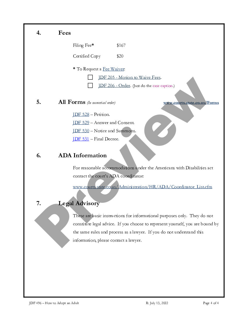 Colorado Instructions For Adult Adoption US Legal Forms   4 