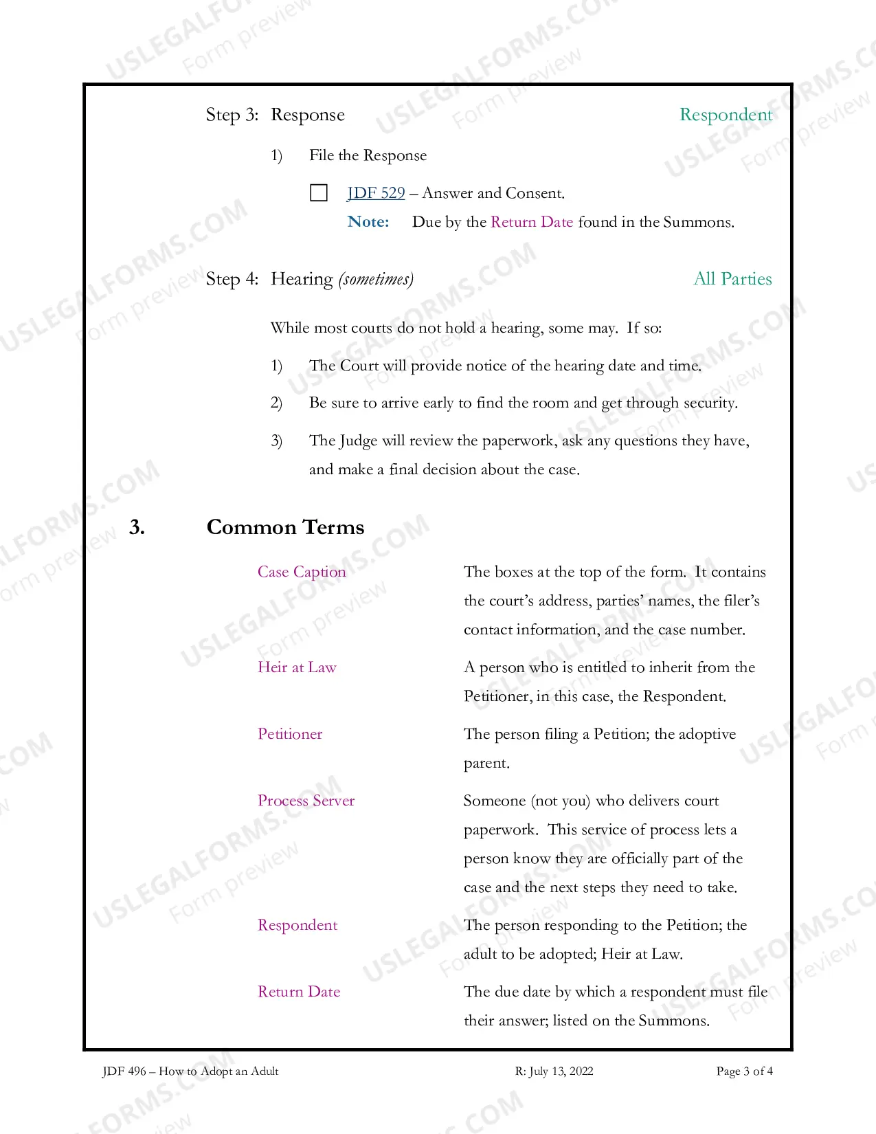 Preview Instructions for Adult Adoption