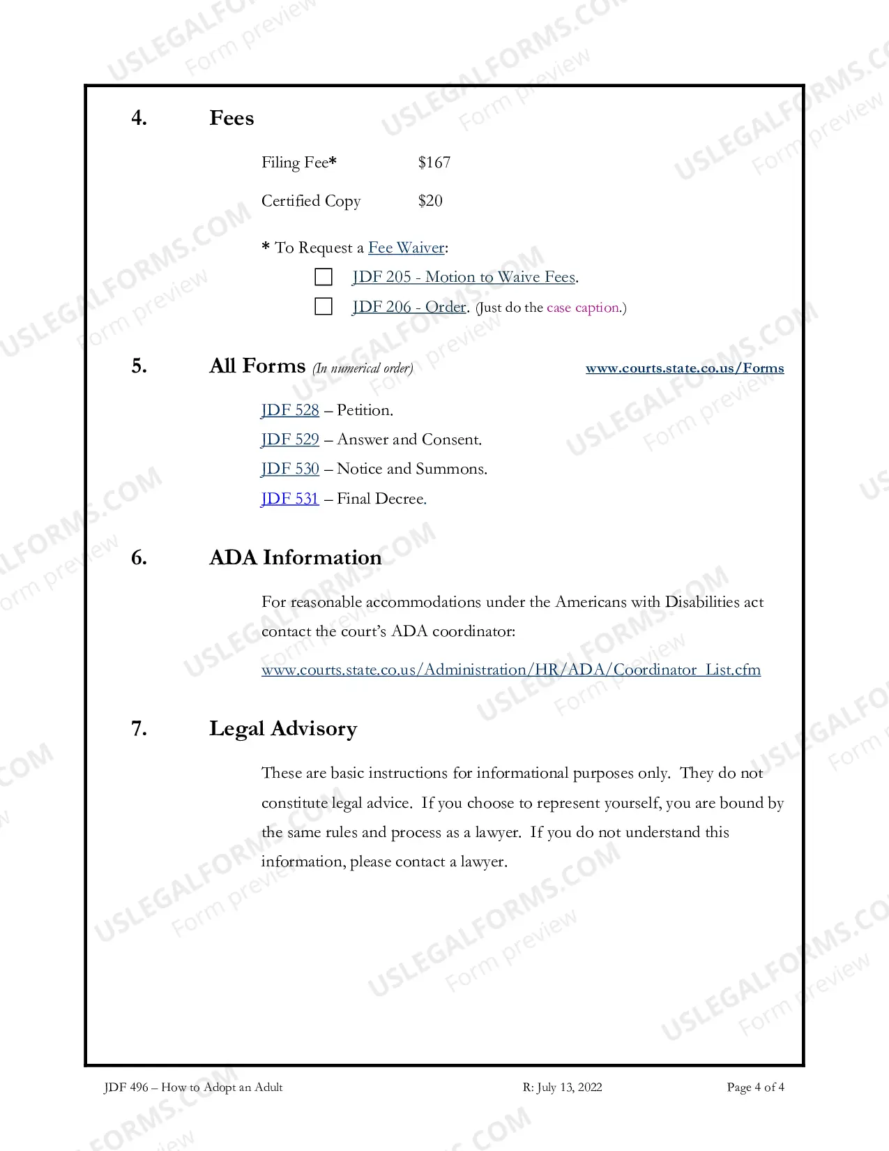 Preview Instructions for Adult Adoption