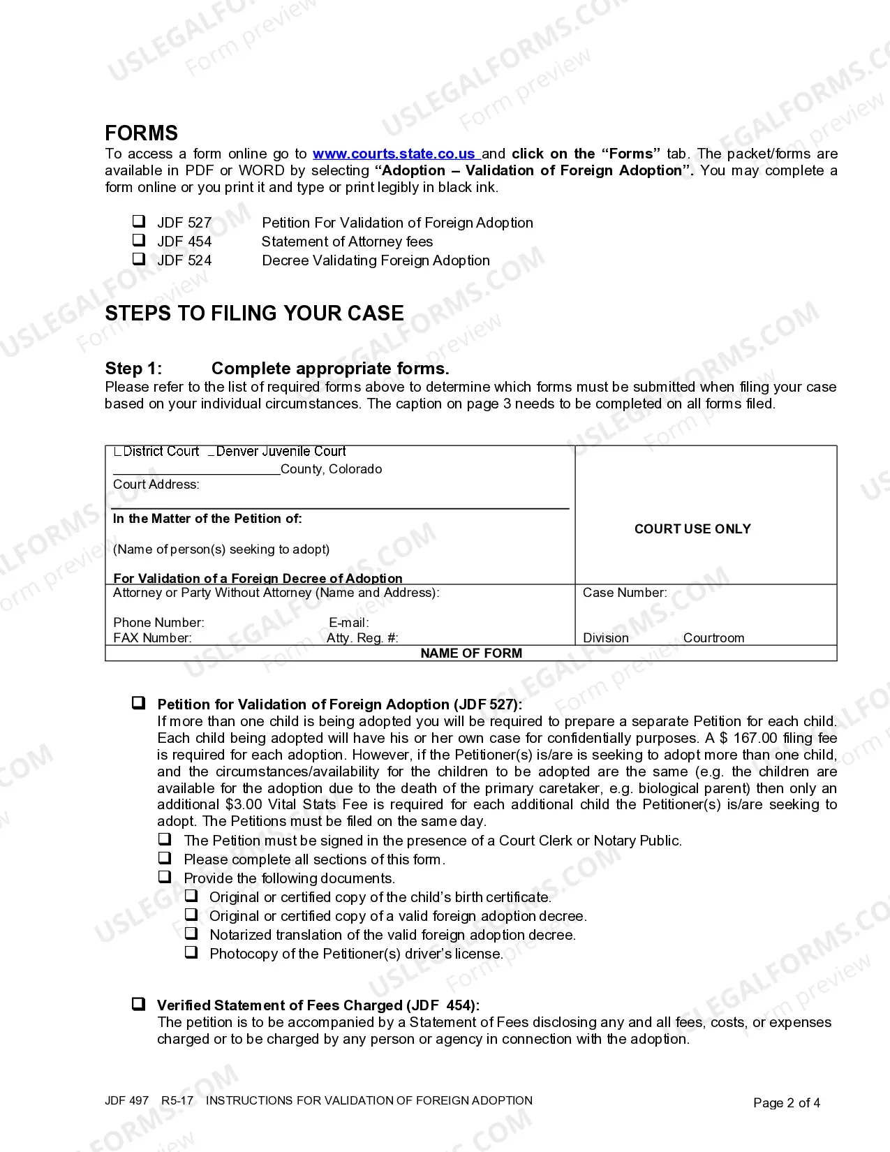 Preview Instructions for Validation of Foreign Adoption