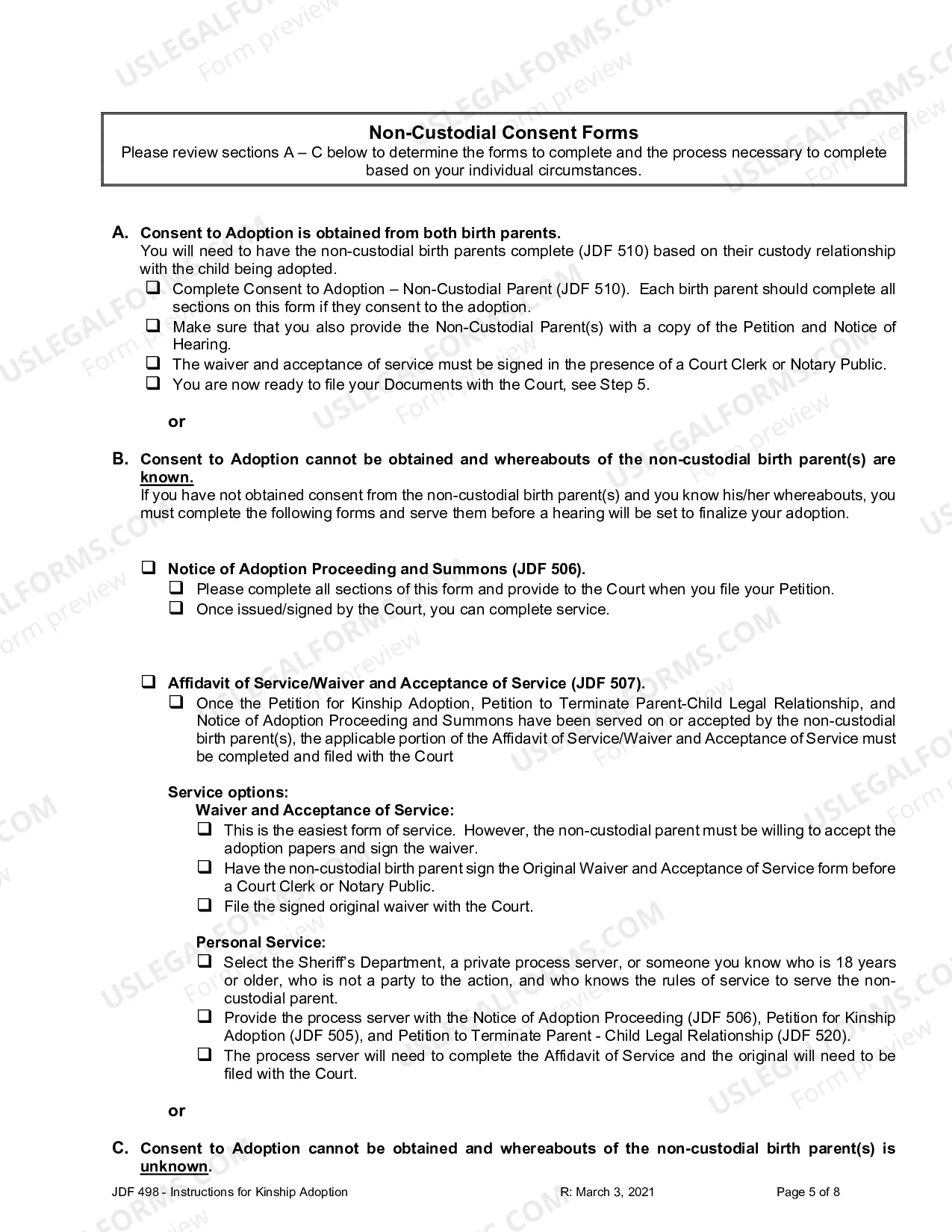 Preview Instructions for Kinship Adoption