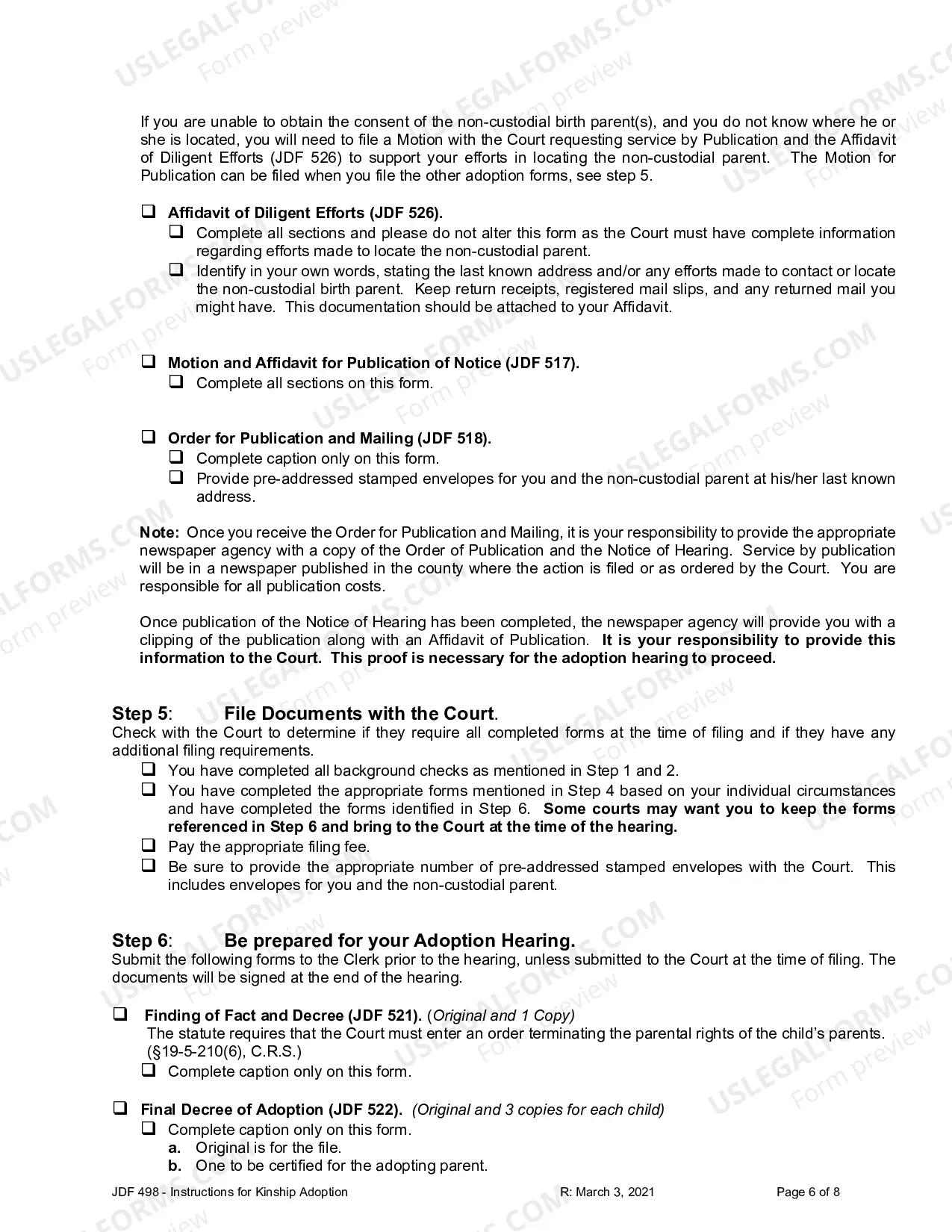 Preview Instructions for Kinship Adoption