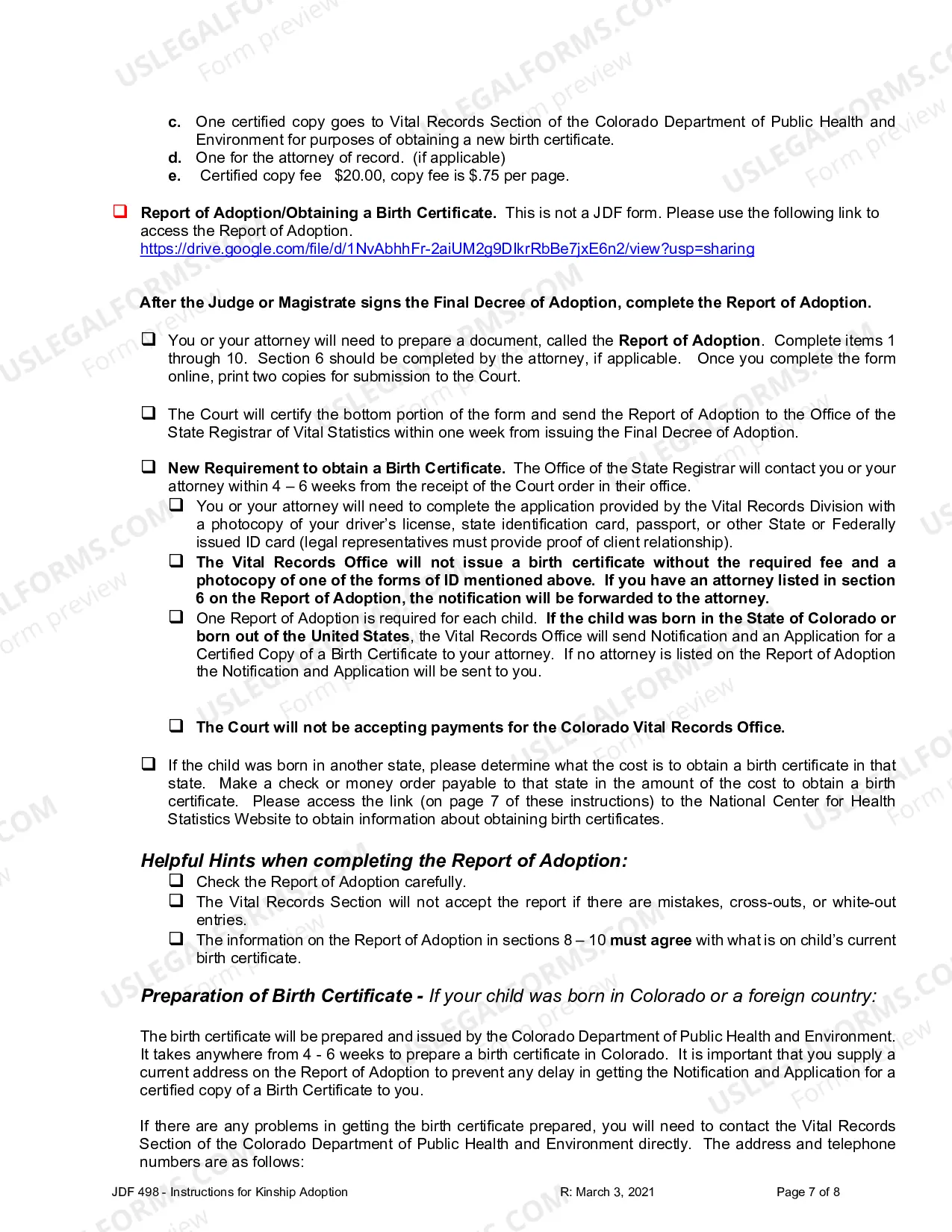 Preview Instructions for Kinship Adoption