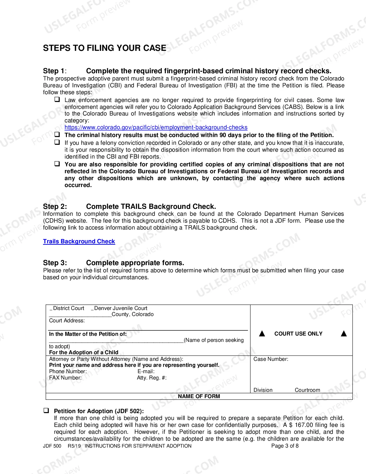 Preview Instructions for Step Parent Adoption