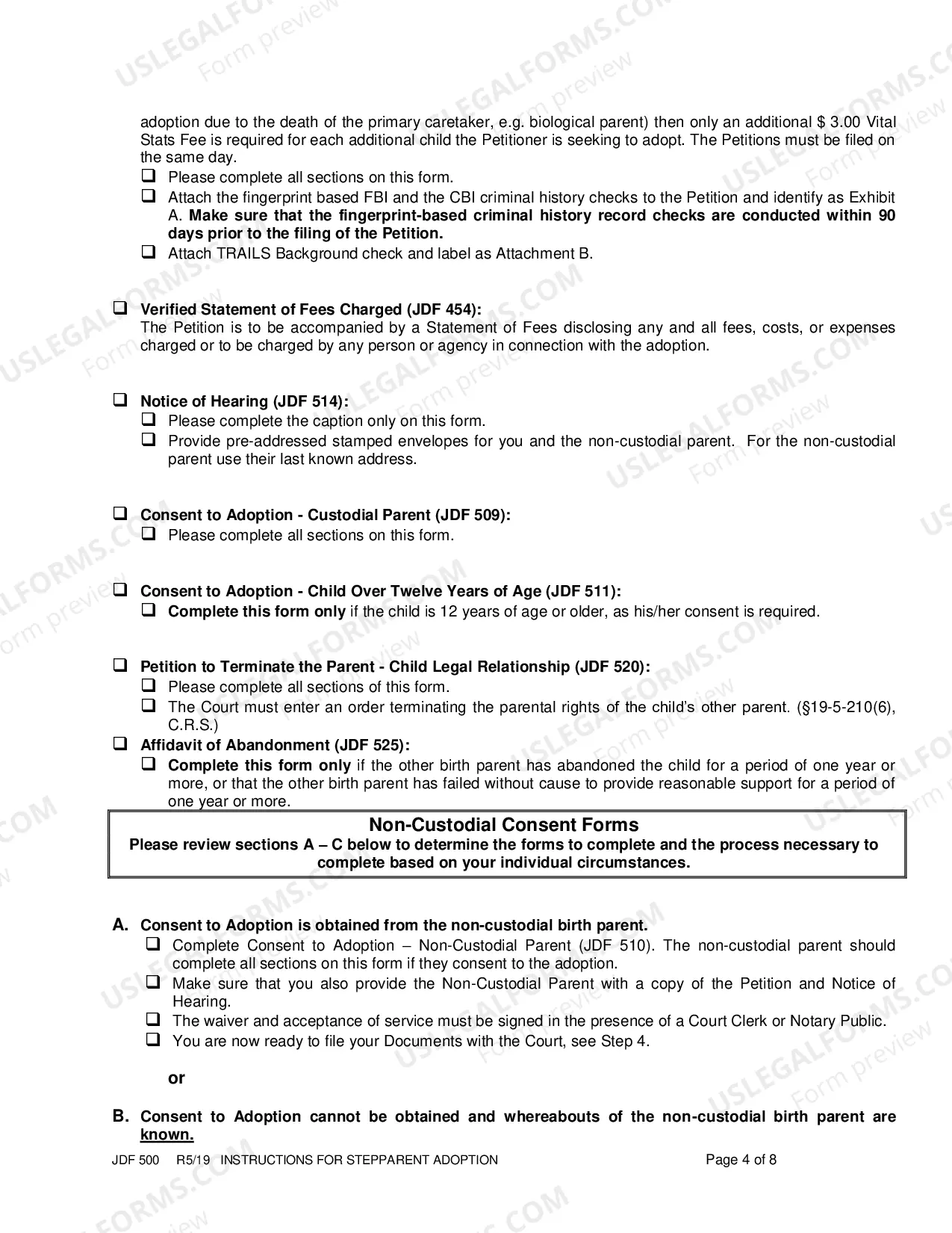 Preview Instructions for Step Parent Adoption