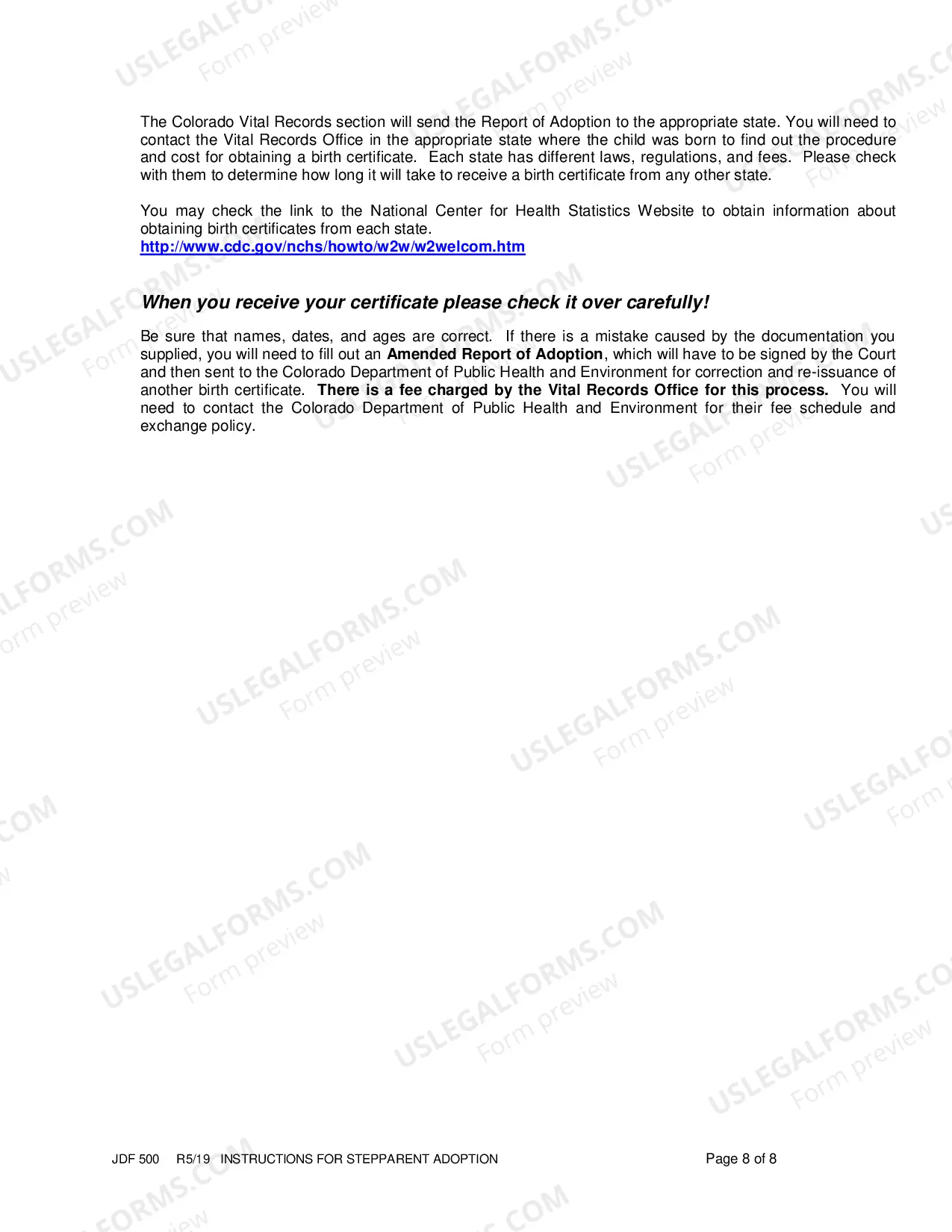 Preview Instructions for Step Parent Adoption
