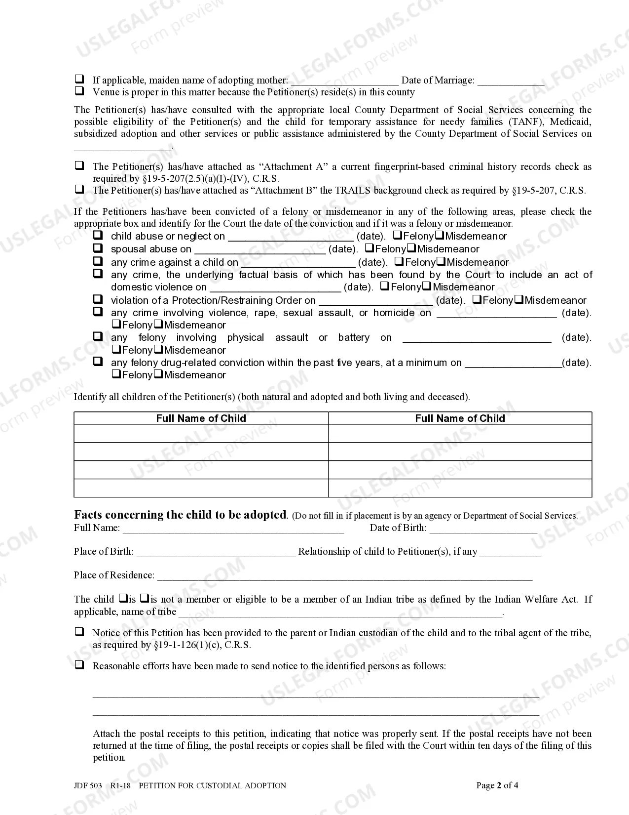 Preview Petition for Custodial Adoption