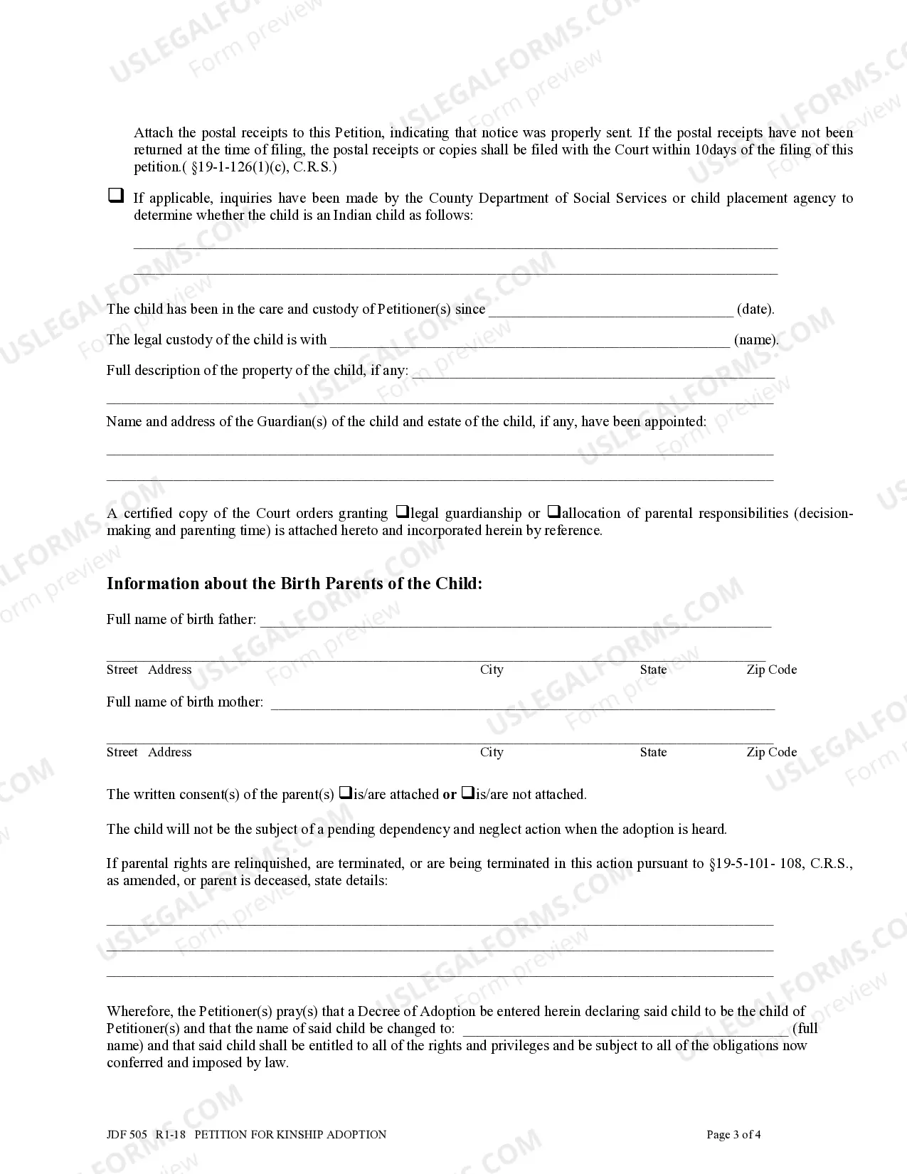 Preview Petition for Kinship Adoption