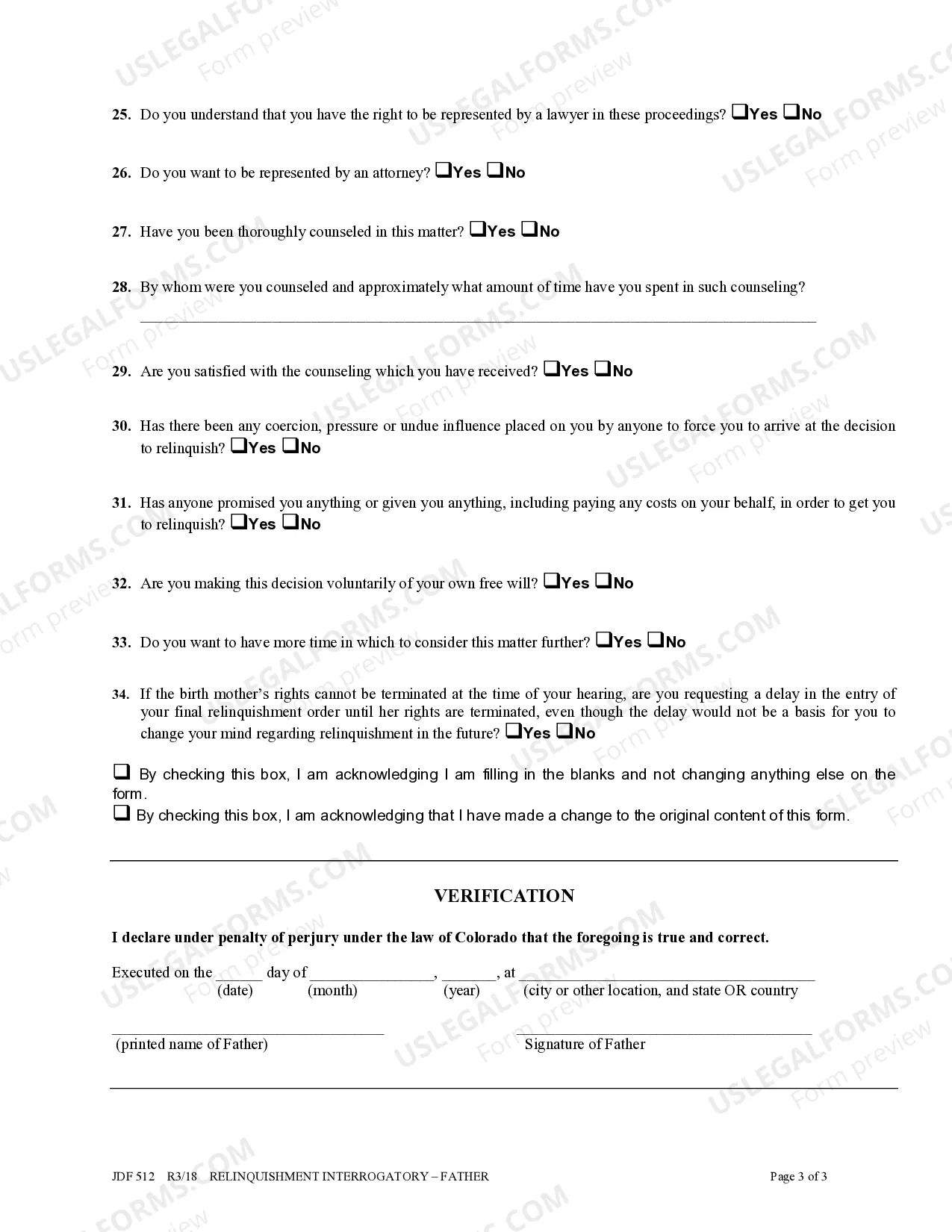 Preview Relinquishment Interrogatory - Father