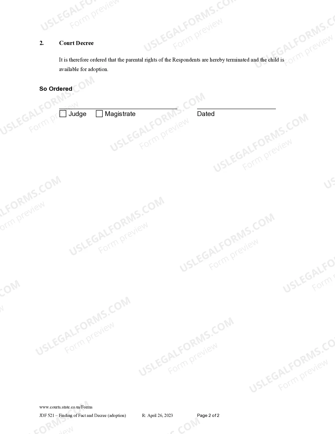 Preview Finding of Fact and Decree