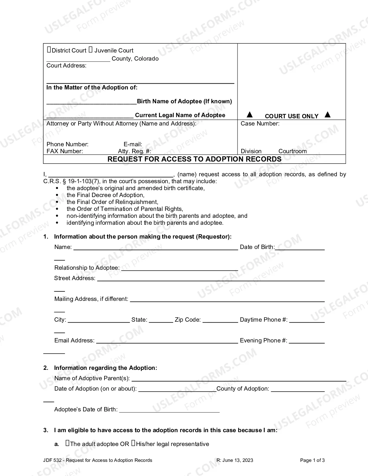 Preview Request for Access to Adoption Records