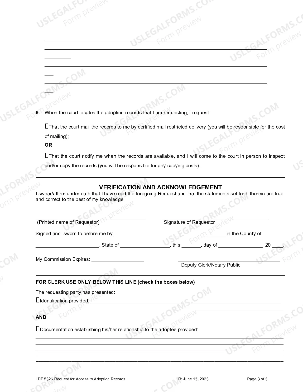 Preview Request for Access to Adoption Records