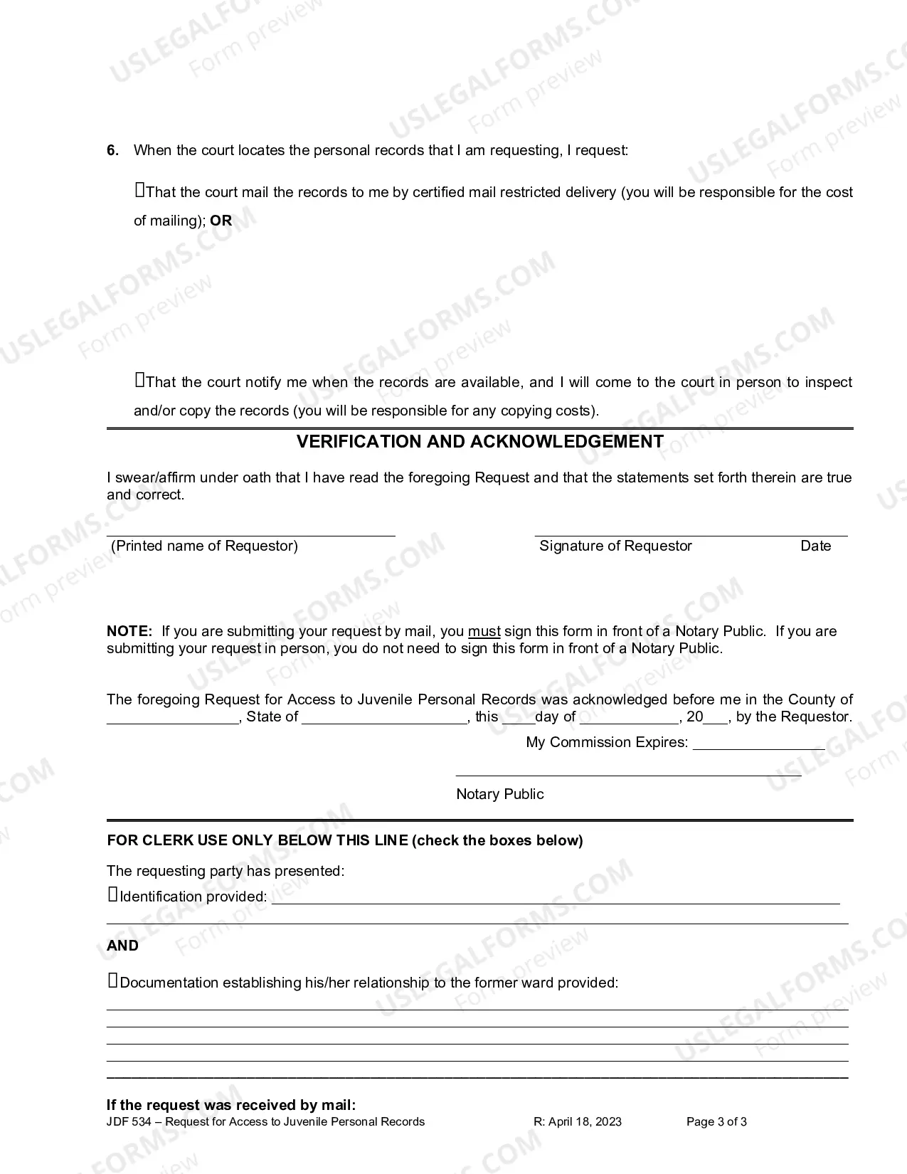 Preview Request for Access to Juvenile Personal Records of Former Wards of the State Home for Dependent and Neglected Children