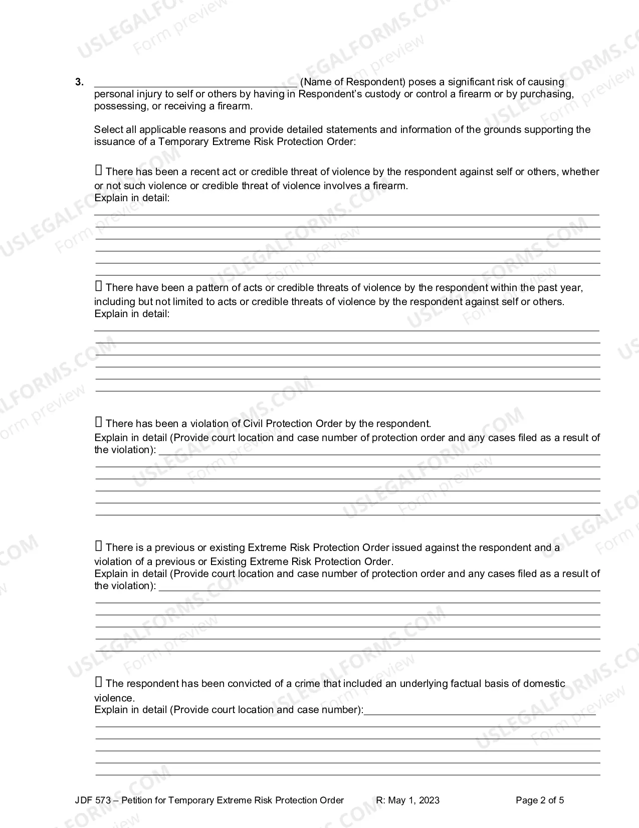 Preview Petition and Affidavit for Temporary Extreme Risk Protection Order