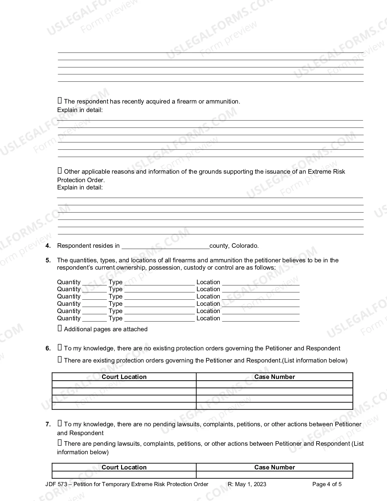 Preview Petition and Affidavit for Temporary Extreme Risk Protection Order