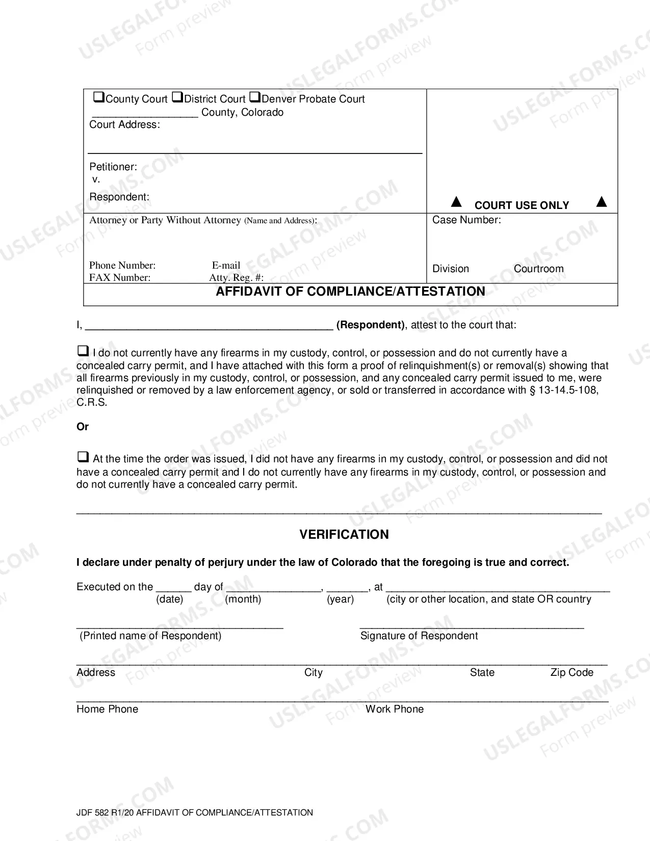 Preview Affidavit of Compliance Attestation