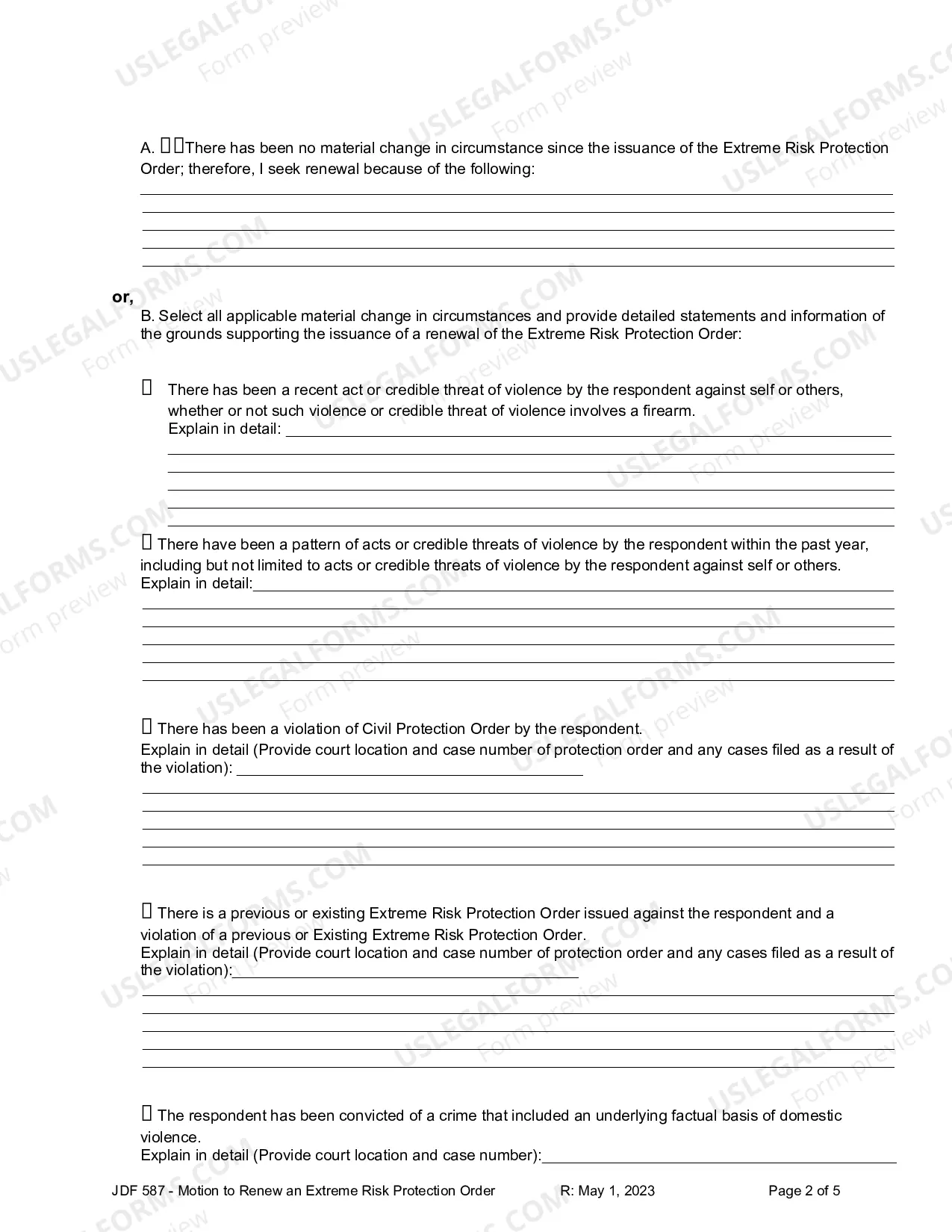 Preview Motion to Renew an Extreme Risk Protection Order