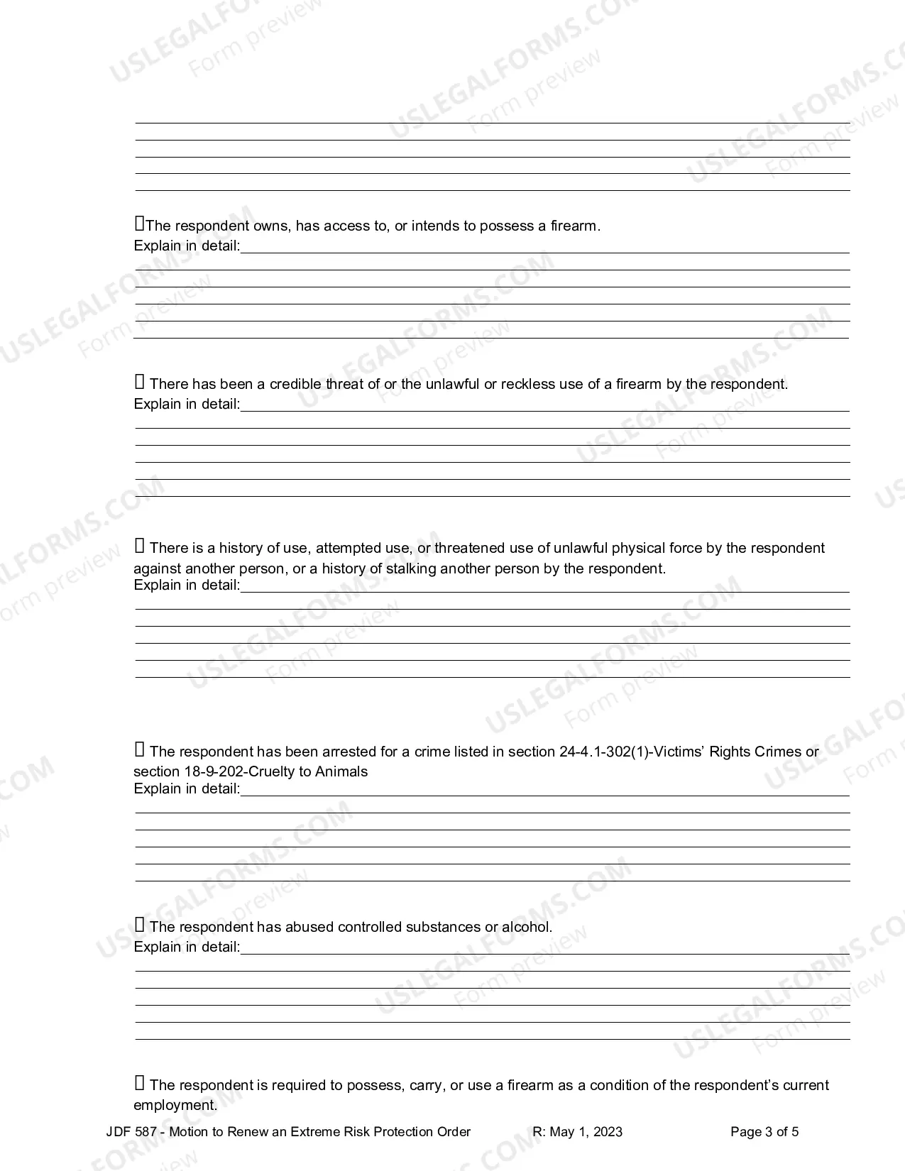 Preview Motion to Renew an Extreme Risk Protection Order