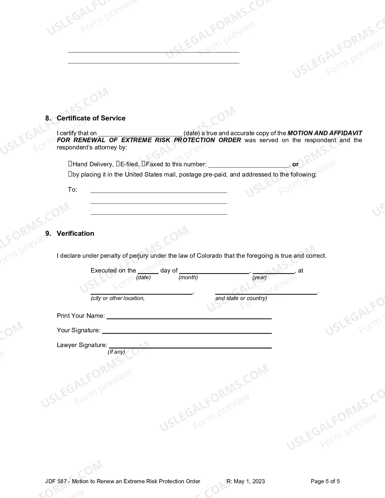 Preview Motion to Renew an Extreme Risk Protection Order