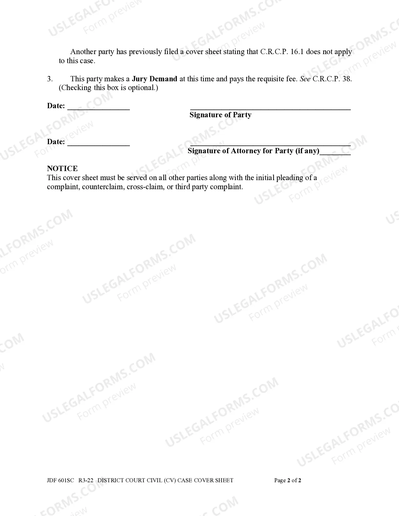 Preview District Court Civil (Cv) Case Cover Sheet For Initial Pleading Of Complaint, Counterclaim, Cross-Claim Or Third Party Complaint