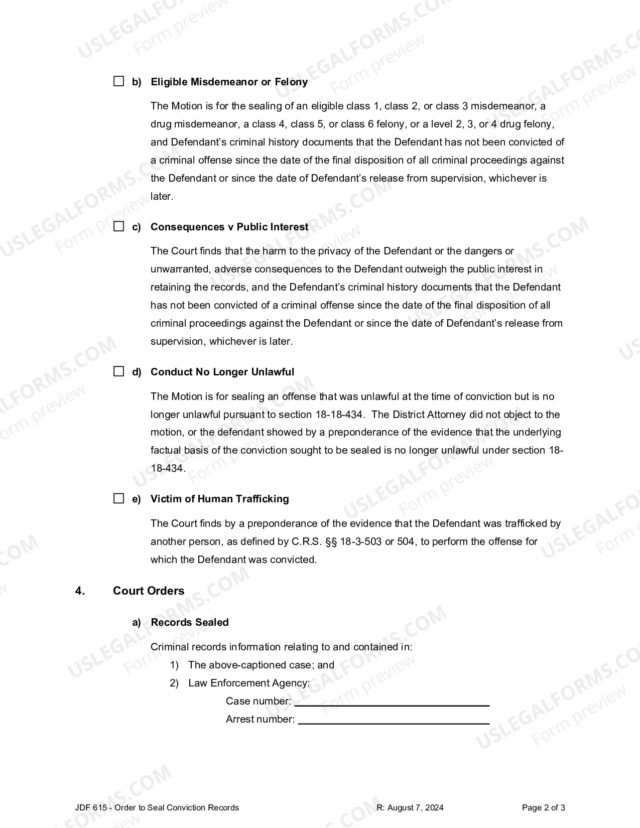 Preview Order to Seal Conviction Records