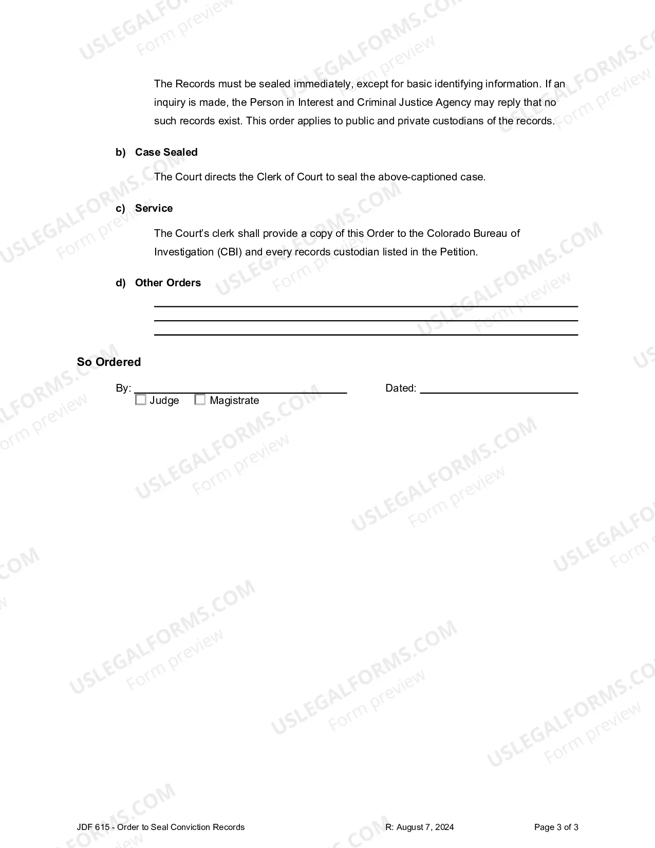 Preview Order to Seal Conviction Records