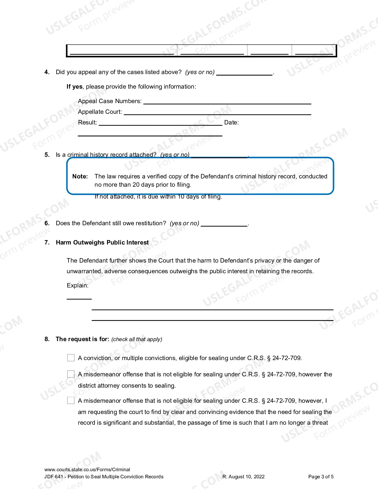 Preview Petition to Seal Multiple Conviction Records