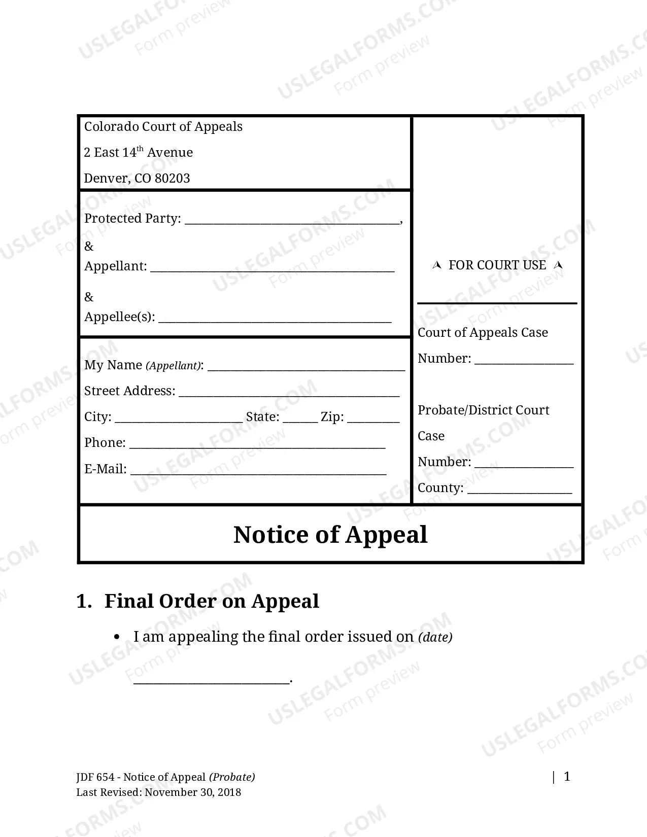 Preview Notice of Appeal - Probate