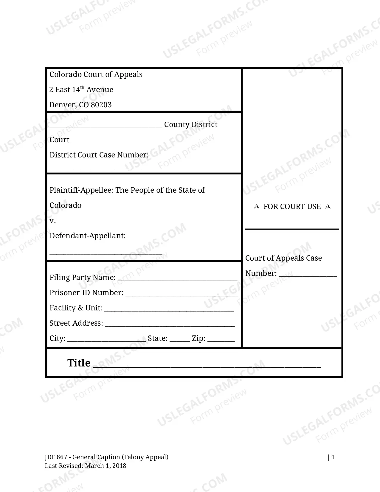 Preview Flexible Caption - Felony Criminal Appeal