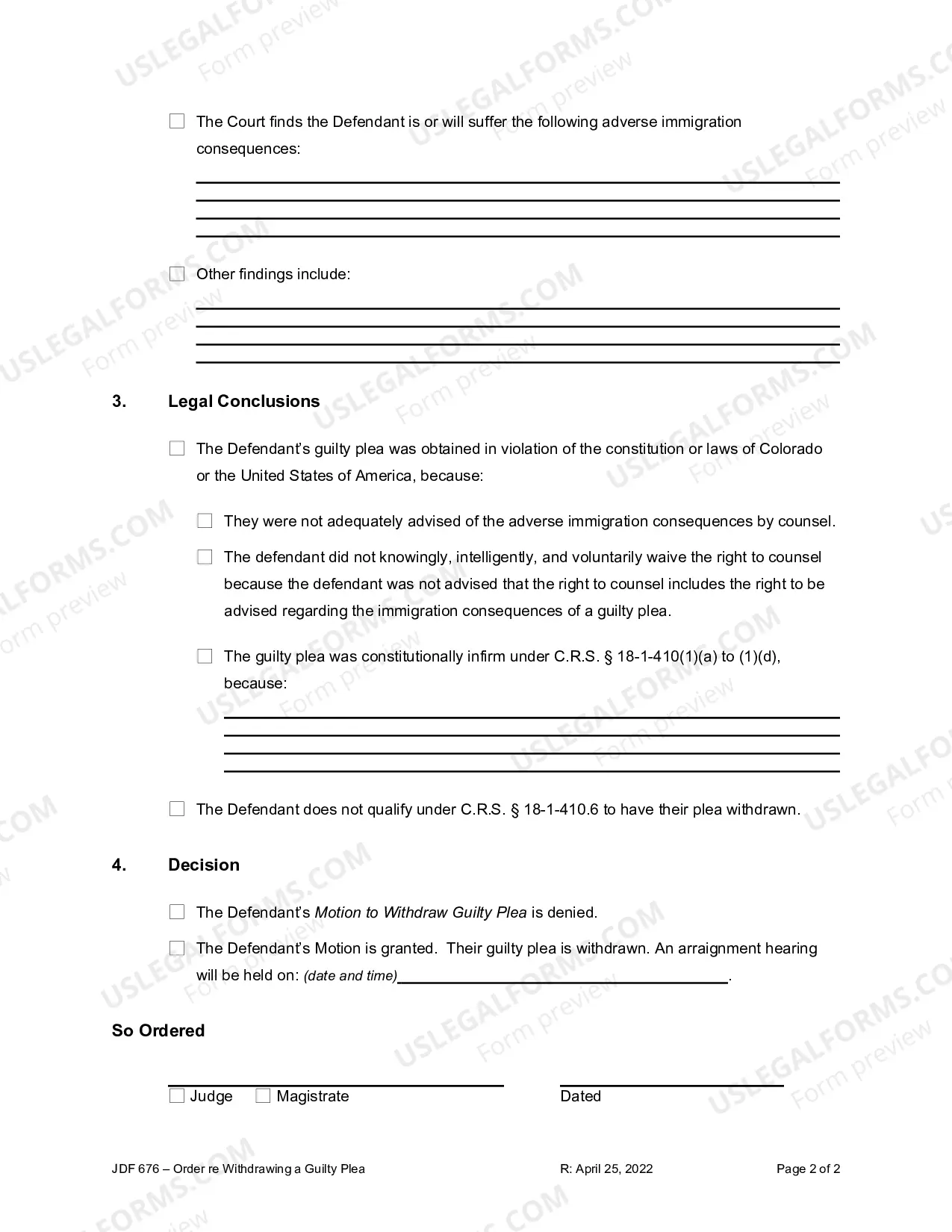 Preview Order Regarding Withdrawing a Guilty Plea