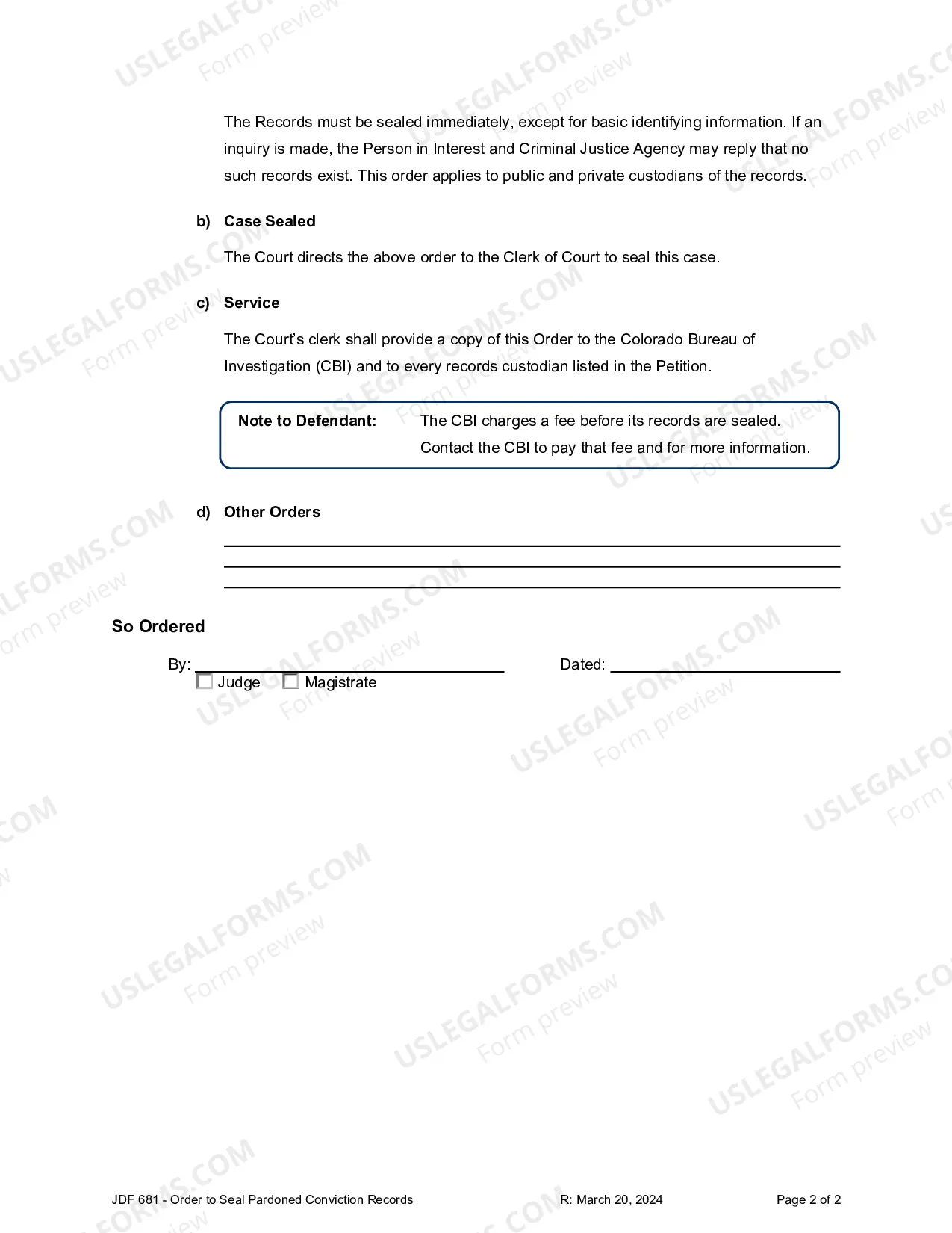 Preview Order to Seal Pardoned Conviction Records
