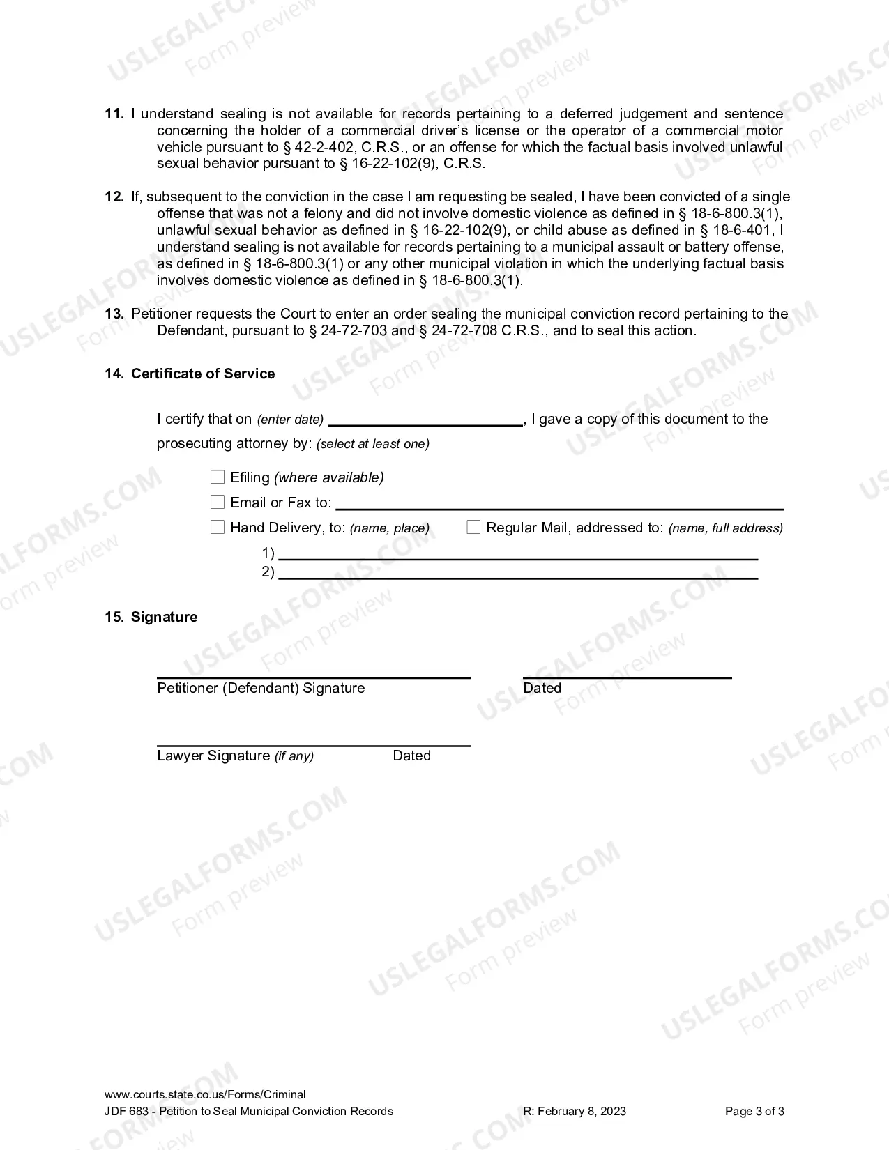 Preview Petition to Seal Municipal Conviction Records