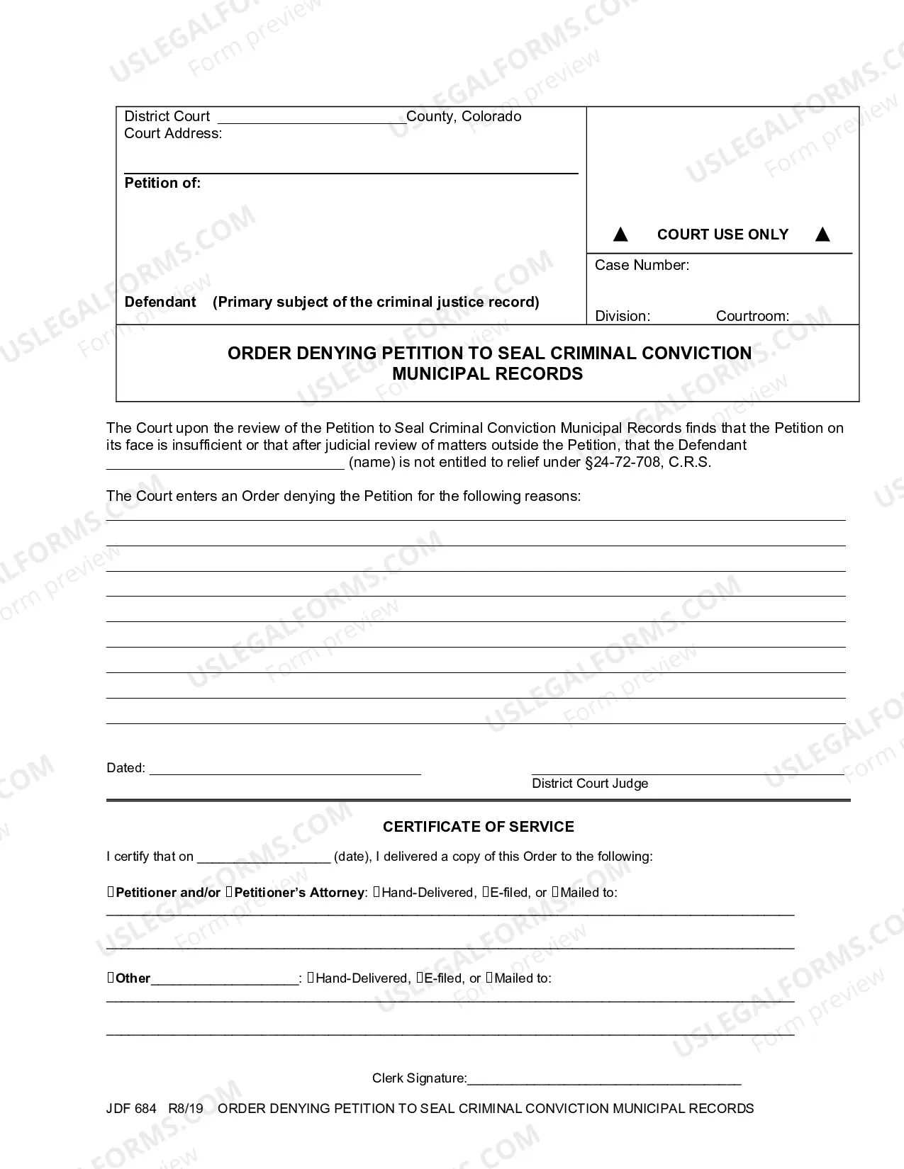 Preview Order Denying Seal Criminal Conviction Municipal Records