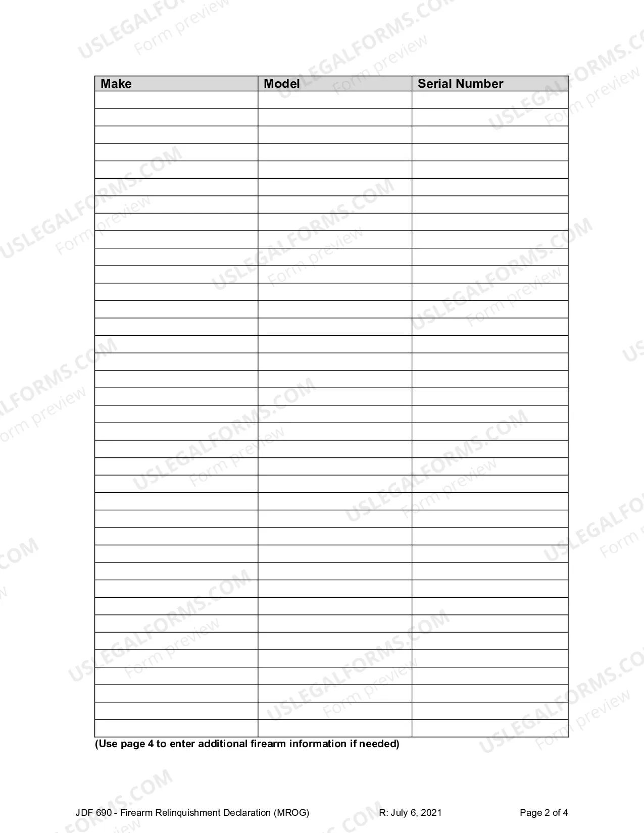 Preview Signed Declaration - Firearm and or Ammunition Relinquishment - Criminal Mandatory Protection Order
