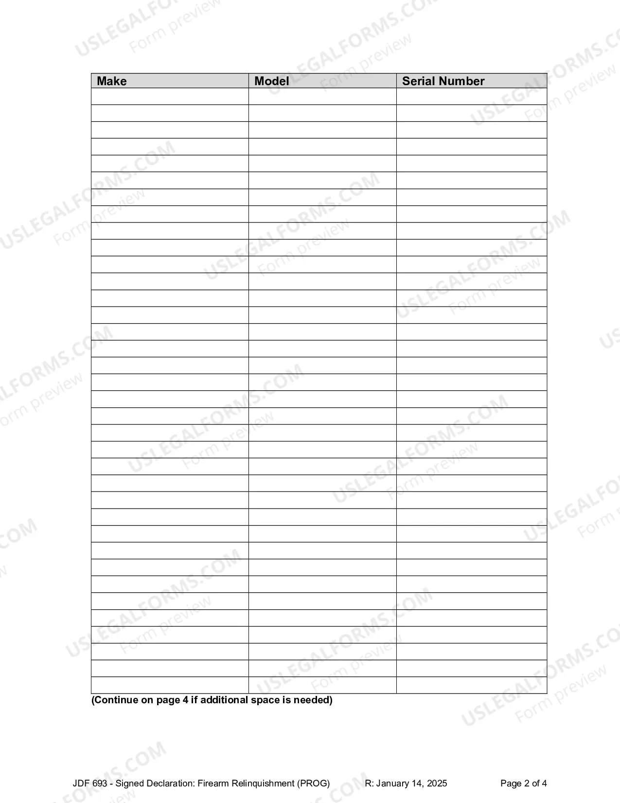 Preview Firearm Relinquishment Declaration - Civil Permanent Protection Order