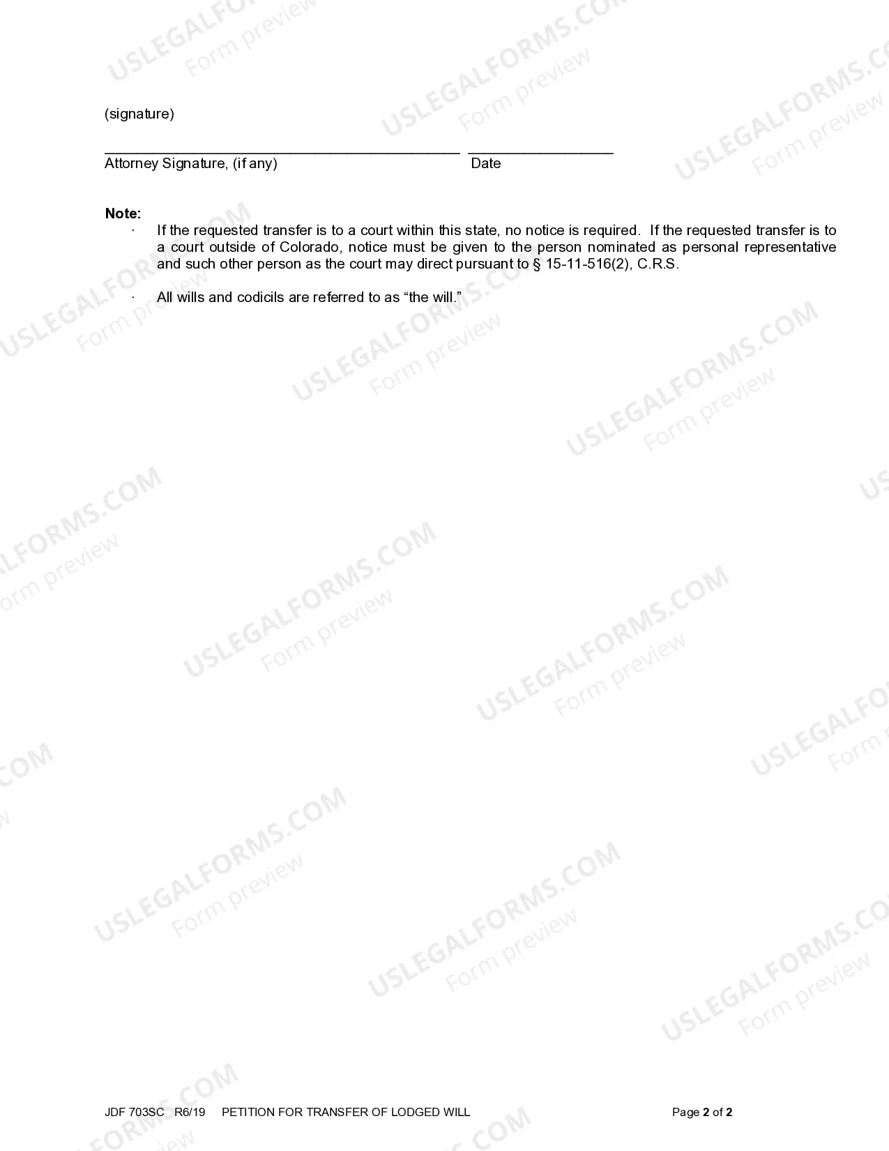 Preview Petition for Transfer of Lodged Will