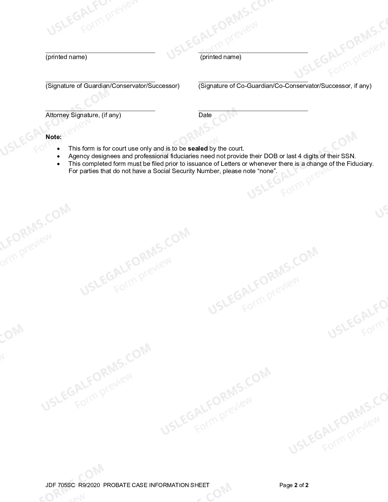 Preview Probate Case Information Sheet