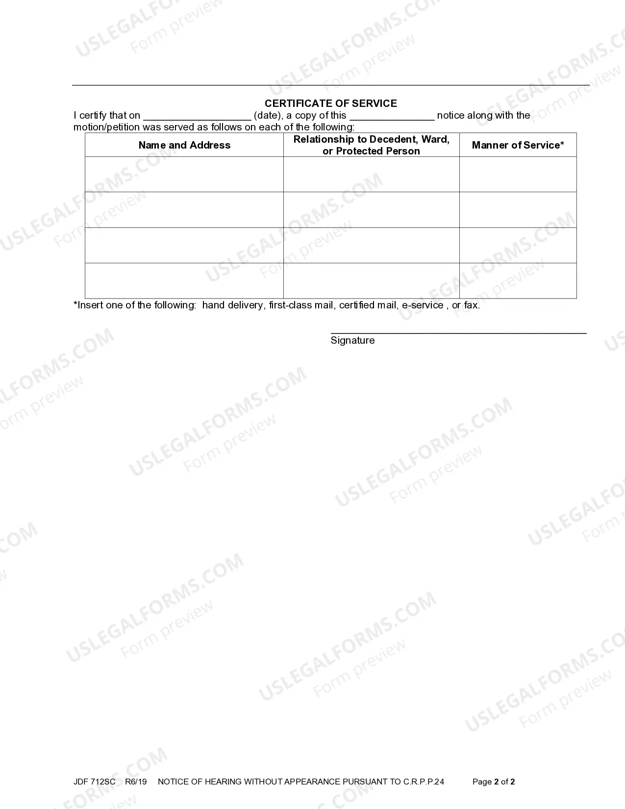 Preview Notice of Hearing - Nonappearance