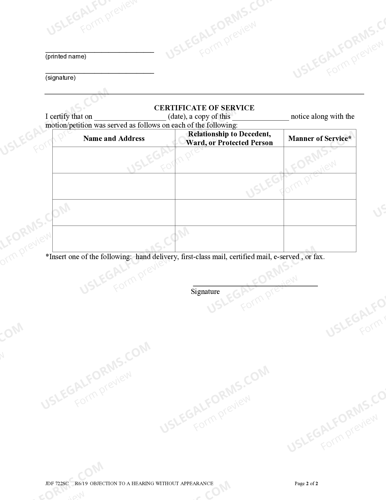 Colorado Objection to NonAppearance Hearing US Legal Forms