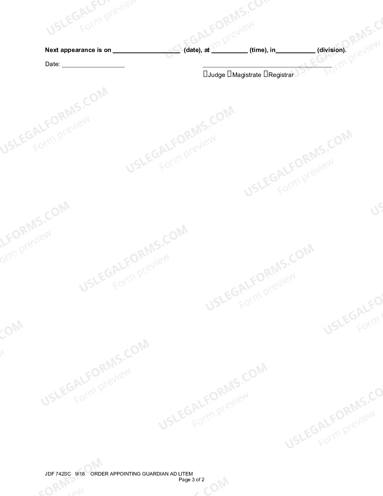 Preview Order Appointing Guardian Ad Litem