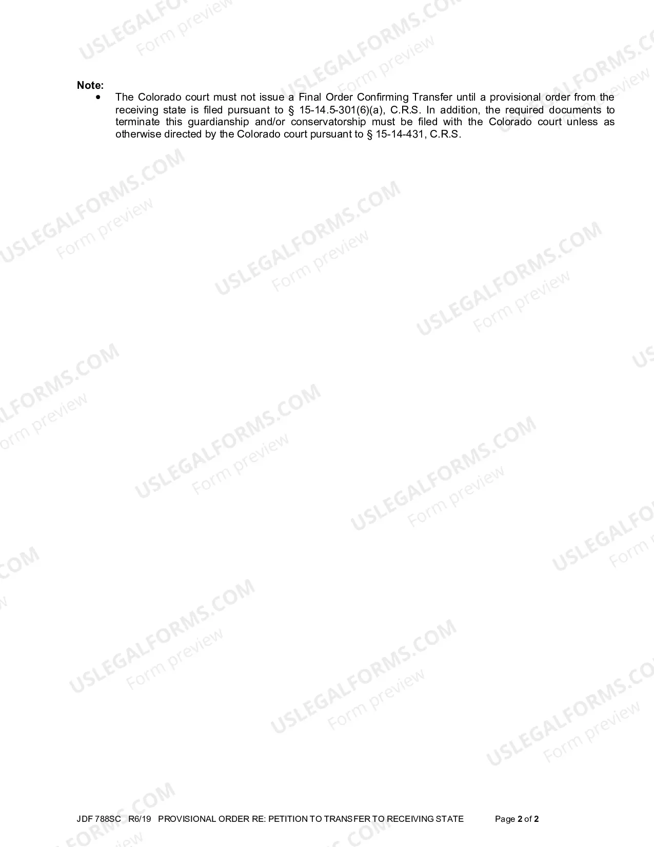 Preview Provisional Order Regarding Petition to Transfer from Colorado to Receiving State