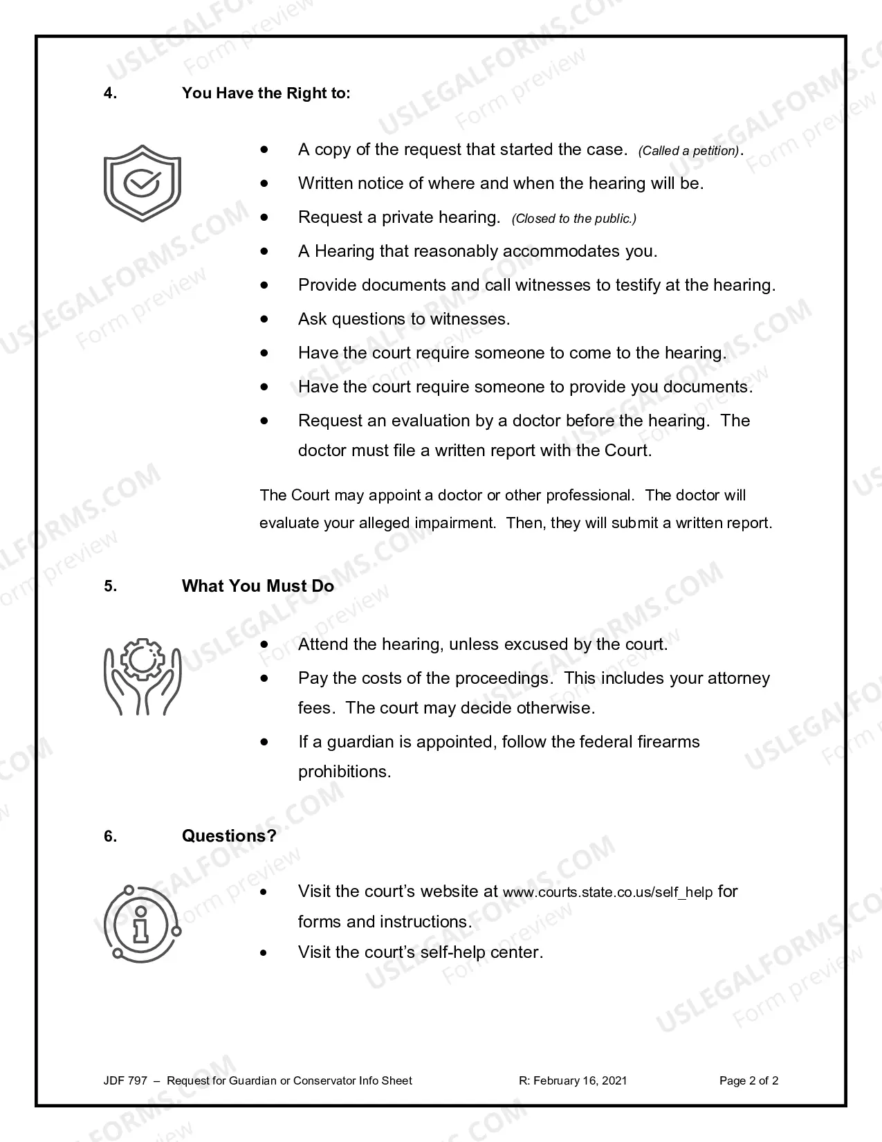 Preview Guardian or Conservator Request Information Sheet