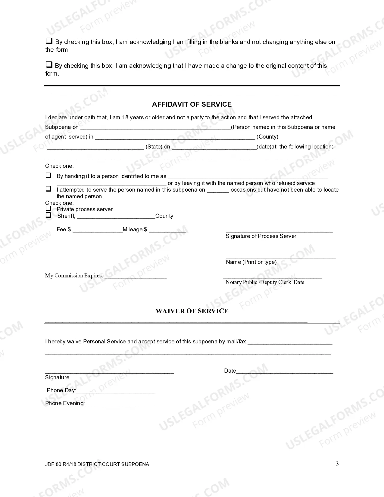 Preview Subpoena to Appear or Produce - District Court