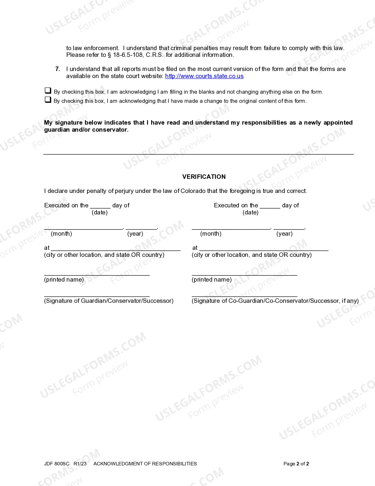 Preview Acknowledgment Of Responsibilities Of Conservator And/Or Guardian